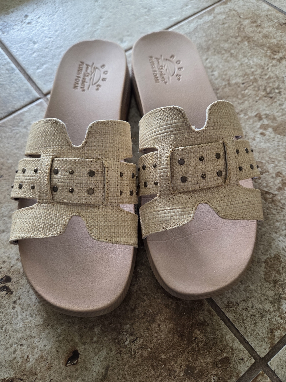BOBS from Skechers Beige Studded Slide Sandals